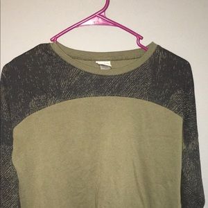 Olive green and black long sleeve shirt